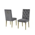 thumbnail image 2 of Gray Marble Dining Set with Gold Stainless Steel and Gray Velvet Chairs, 2 of 3