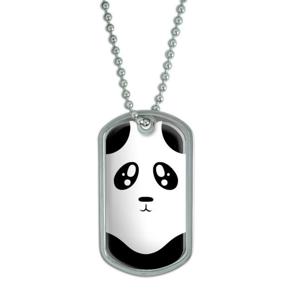 Panda - Bear Cute Full Face - Black and White Dog Tag