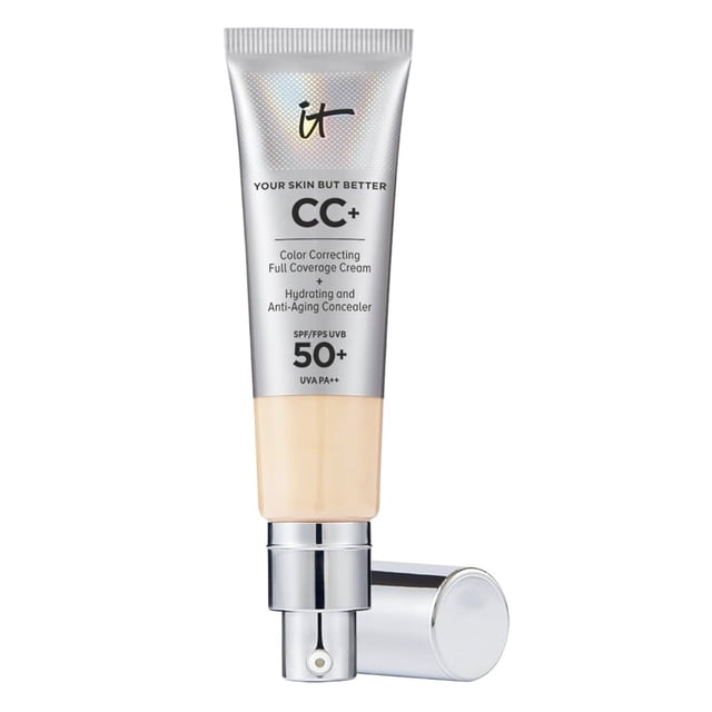 t Cosmetics CC Cream Base de Maquillaje Crema Correctora, Base de Cobertura Completa, Suero Hidratante & Protector Solar FPS 50+ Acabado Natural (Tono Light)