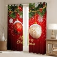 thumbnail image 2 of Feelyou 2pcs Christmas Ball Curtains (42x84), Red White Xmas Snowflake Window Curtains, 2 of 5