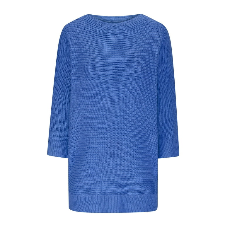 XMMSWDLA Tops for Women 3/4 Sleeve Boat Neck Sweater Tops 2024