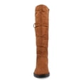 thumbnail image 3 of YDN Women's Chunky Low Heel Lace Up Knee High Boots Side Zipper Round Closed Toe Flat Long Booties Daily Walking Casual Shoes Size 16 Brown, 3 of 5