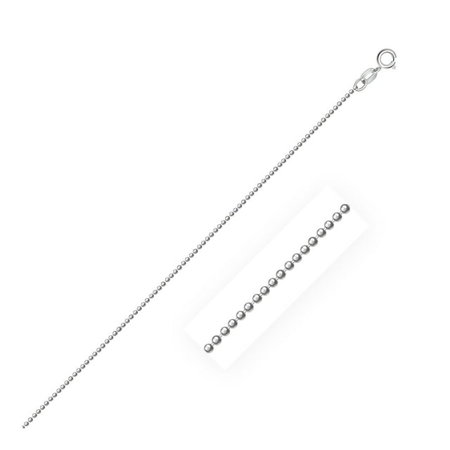 Chaîne de Perles en Or Blanc 14k Taille Diamant 1,0mm 20 Po Anneau à Ressort