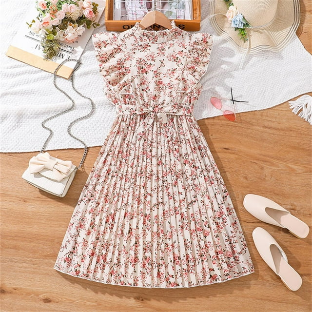 LOVZFMLL Robe Sans Manches Extensible Ligne A Robe de Récital Scolaire Patineuse Manches Courtes Col Rond