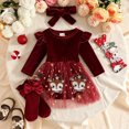 thumbnail image 5 of AWZXDE Holiday Bodysuits For Little Girls Velvet Santa Style Dress Outfit Complete With Matching Festive Hat For Christmas Theme Events B-Red - 12-18 Months, 5 of 5