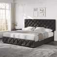 thumbnail image 4 of EDTara Upholstered Platform Bed with Storage Drawers & Adjustable Headboard, Linen Fabric, Diamond Button Tufted, No Box Spring Required, 4 of 7