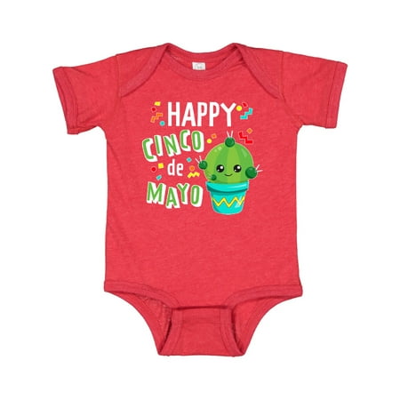 

Inktastic Happy Cinco de Mayo- cute cactus Gift Baby Boy or Baby Girl Bodysuit