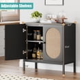 thumbnail image 5 of Soonbuy Rattan Accent Cabinet Sideboard, with Doors and Shelves,Black, 5 of 5