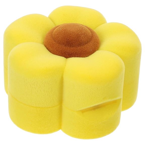 Healifty Yellow Small Box with Velour Fabric and Floral Design, Perfect for Wedding and Storage