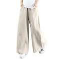 thumbnail image 1 of Pantalones de cargo Gibobby mujer elásticos transpirables de bolsillo sueltos de algodón y lino Beige XXL, 1 of 4