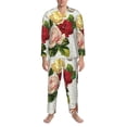 thumbnail image 3 of Picia Vintage Bike Flower Butterfly Pattern Men’s Long-Sleeve Sleepwear Set - Soft 2-Piece Loungewear with Pockets, Comfy PJs for Relaxing Nights-Small, 3 of 7