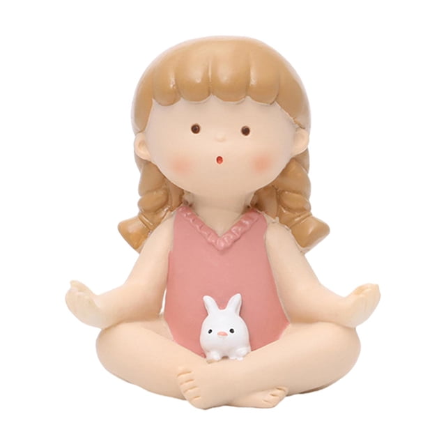 Estatua de Meditación Bunny Girl Sunnimix Resina Estilo loto 6x4,5x7 cm