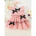 thumbnail image 2 of Kmbangi Robes d'Été pour Bébés Filles en Bas Âge Sans Manches Noeud devant Points Impression Étagé Robe de Réservoir pour 9M-3Y, 2 of 9