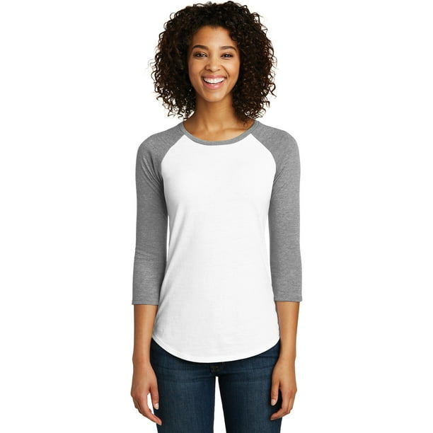 Camiseta ajustada Very Important de manga 3/4 raglán XL Light Heather Grey/ White Distrito 1200185