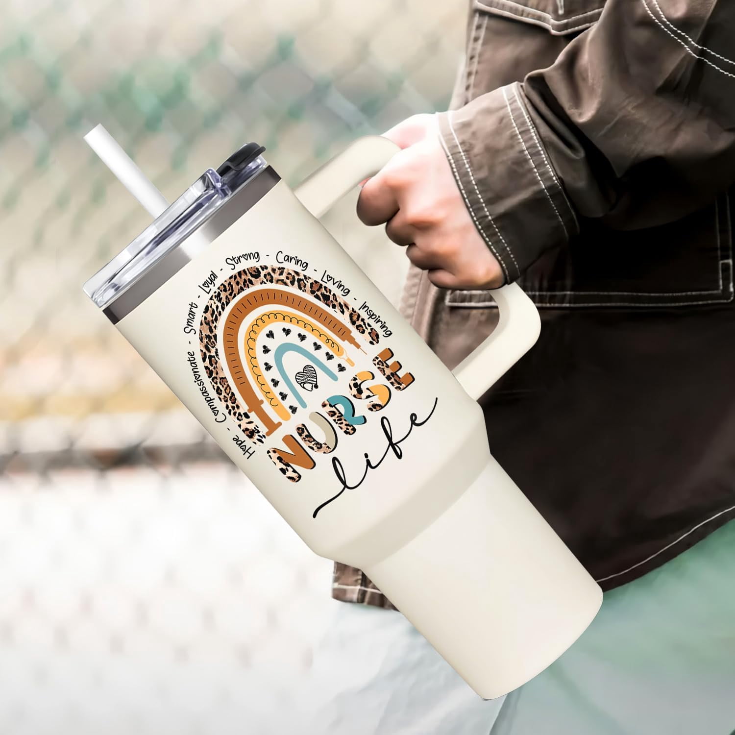 Nurse Gifts For Women - Nurse Week, Appreciation, Birthday, Christmas, Mothers Day Gifts for Nurses - Tumbler 40oz With Handle & Straw