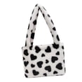 thumbnail image 4 of Bolso de hombro Macarena de felpa Hobo con estampado de corazón para mujer, negro, 4 of 8