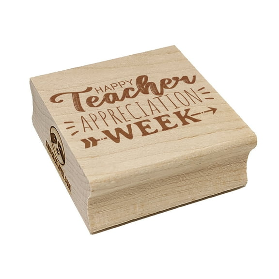 Fun and Sweet Happy Teacher Appreciation Week Square Rubber Stamp Stamping Scrapbooking Crafting - Medium 1.75in