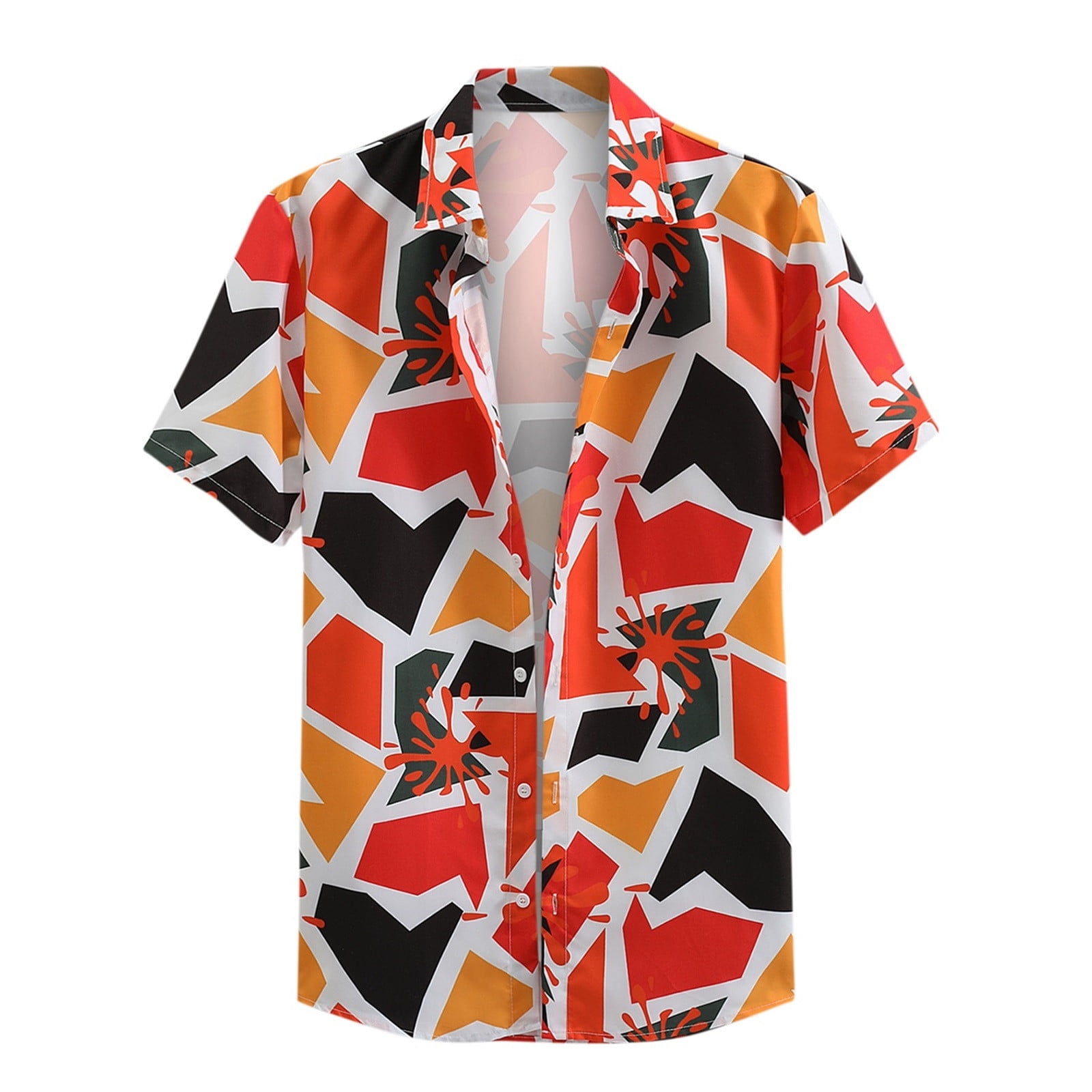 Vintage Shirts for Men, Men's Printed Shirt Button Down Short Sleeve Cute Sun and Moon Hawaiian