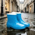 thumbnail image 5 of hopeusnice Women Ankle Rain Boots With Plush Lining Waterproof PVC Upper Non Sole For Cold Wet Weather And Outdoor Tasks Blue 36, 5 of 6