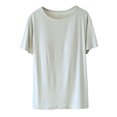 thumbnail image 2 of Delliss Women's Trendy Comfy Short Sleeve Tops Crew Neck Casual Loose Fit Basic T-Shirt With Padded, 2 of 5