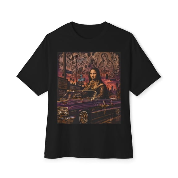 Lowrider Graphic T-Shirt, Vintage Street Art Mona Lisa Tee, Retro Car Culture Unisex Shirt