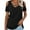 Black, variant on Women's Short Sleeve V Neck Criss Cross T-Shirt Tops