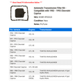 thumbnail image 2 of Automatic Transmission Filter Kit - Compatible with 1983 - 1993 Chevy Caprice 1984 1985 1986 1987 1988 1989 1990 1991 1992, 2 of 2