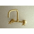 thumbnail image 3 of Kingston Brass Concord 8-Inch Adjustable Center Wall Mount Kitchen Faucet  Brushed Brass, 3 of 9