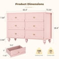 thumbnail image 3 of Homieasy 6-Drawer Dresser for Bedroom - 43" Modern Chest of Drawers with Scalloped Front, Storage Organizer for Living Room, Hallway & Entryway,Pink, 3 of 8