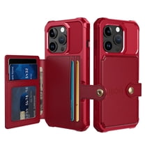 ELEHOLD Back Wallet Case for iPhone 15 Pro Max Flip Card Slots Magnetic Clasp Slim Shockproof Heavy Duty Works with Magnetic Car Mount for iPhone 15 Pro Max, Red