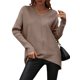 thumbnail image 2 of Sunloudy Suéter de otoño para mujer, suéter de punto de manga larga con cuello en V de color sólido con dobladillo irregular para damas, S / M / L / XL Sunloudy  moda, 2 of 7