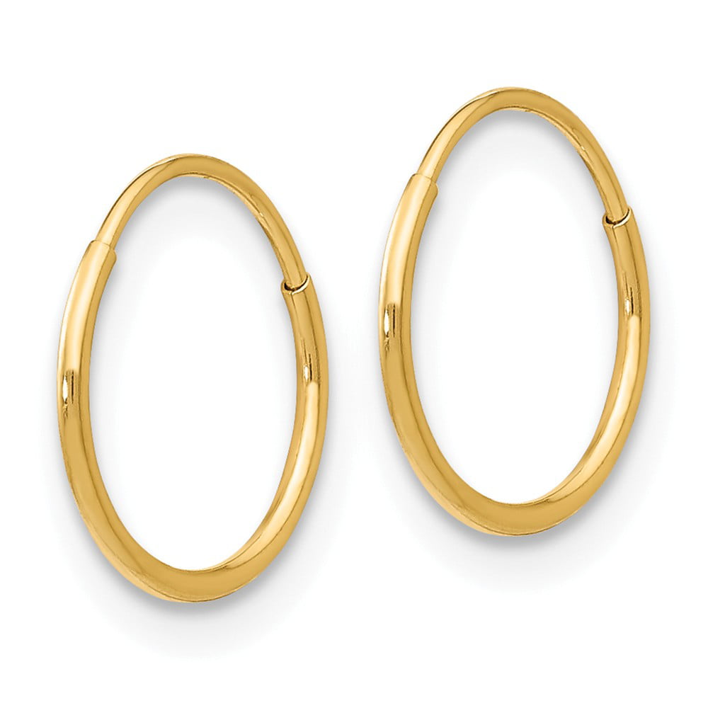 14K Yellow Gold Small 8mm Hollow Hinged Half Hoop Earrings Madi K Childs Jewelry 