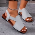 thumbnail image 2 of MKLEKYY Sandalias para Playa para Mujer, Sandalias de Talla Grande, Sandalias de Verano Informales A La Moda de Pu para Exteriores, Zapatos Planos y Versátiles, Sandalias, 2 of 5