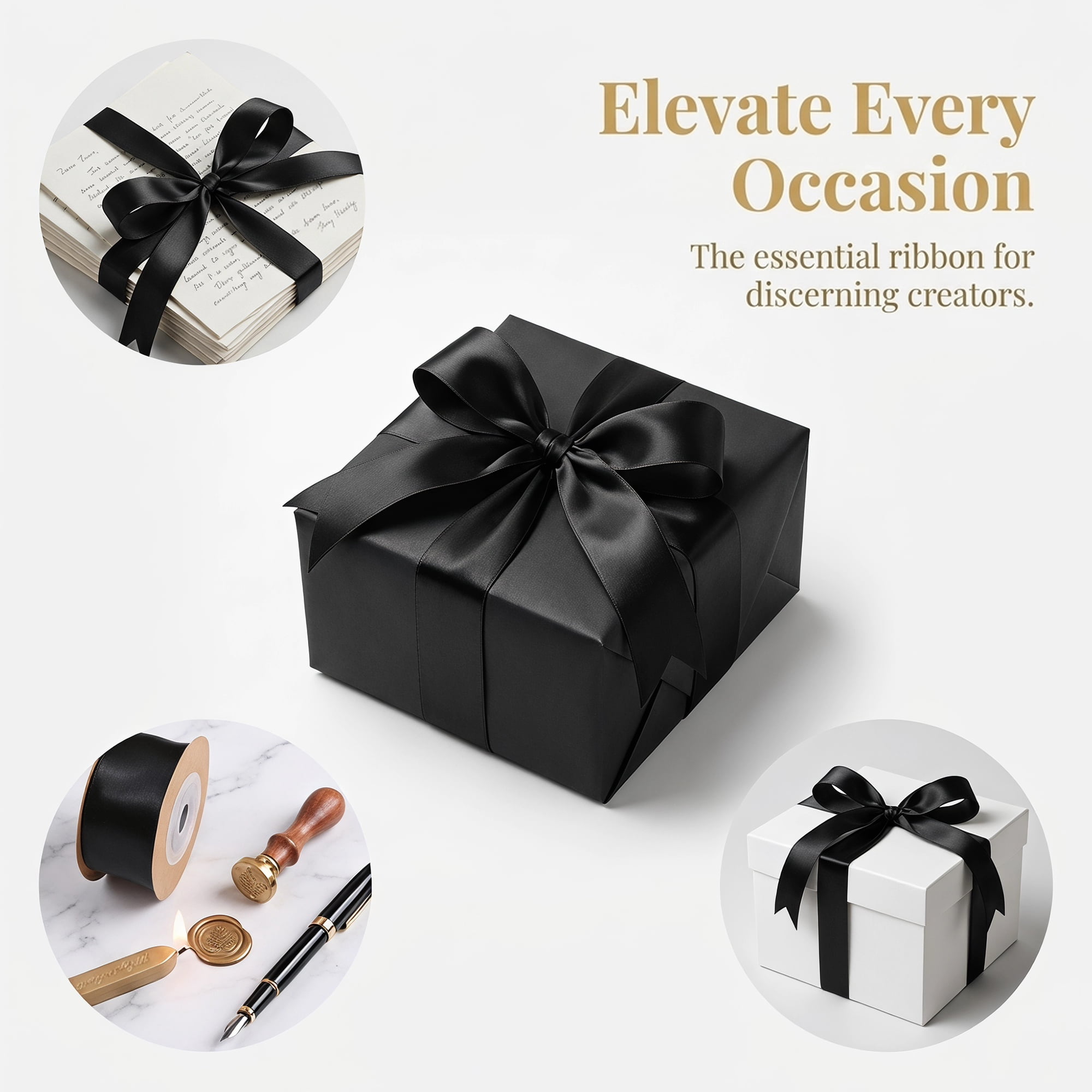 Unique Bargains Elegant Satin Ribbon for Gift Wrapping and Decoration Purposes Black