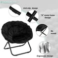 thumbnail image 4 of Folding Chair, Saucer Chair with Metal Frame, Comfy Moon Chairs for Bedroom, Living Rooms, Apartments, Camping, Lounging, Garden and Courtyard (Black), 4 of 12