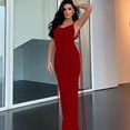 thumbnail image 3 of Women's Lace Up Heavy Pleated Open Back Tight Wrapped Hip Fishtail Dress Sexy Slim Fit Spicy Girl Long Dress, 3 of 5