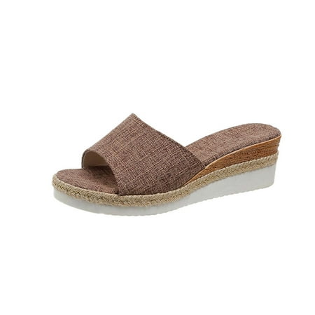 

HBYJLZYG Women s Espadrilles Wedge Platform Sandals Comfortable Slip On Slide Sandals For Women Summer Beach Casual Outdoor Dress Heels Shoes