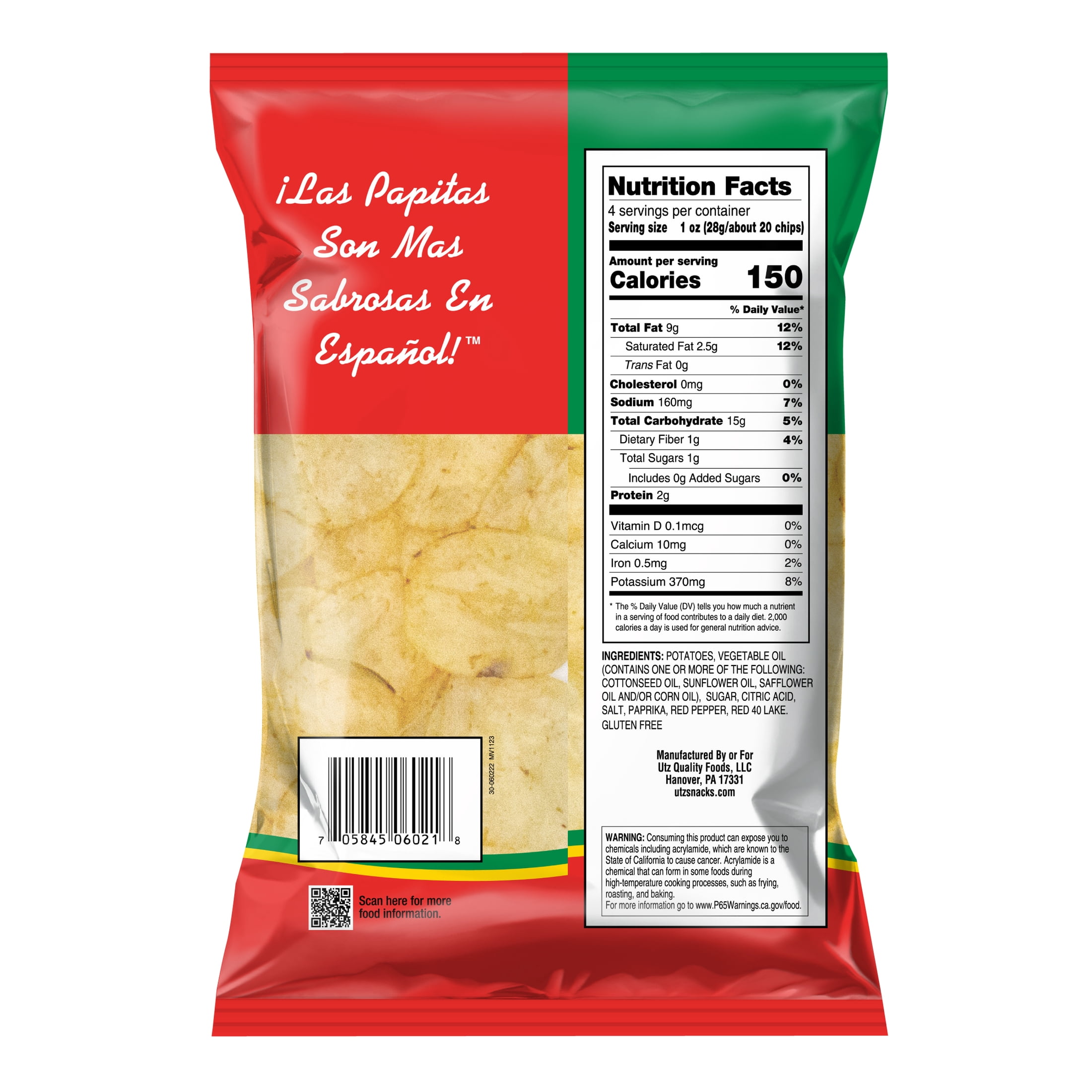 (4 pack) Miguelitos Chile Limon Potato Chips, Gluten-Free, 4 oz Bag