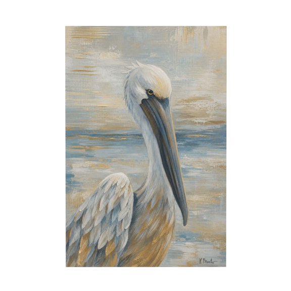 Coastal Pelican Bird Abstract Portrait Canvas Wall Art For Living Room 20x30 in