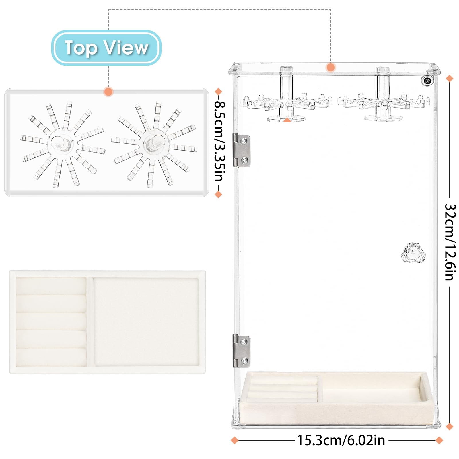 Acrylic Necklace Display Stand Jewelry Organizer Desktop Storage Rack With Door for Bracelets Earrings Rings
