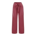 thumbnail image 4 of NAISIBABY Girls Pants with Pockets, Loose Soft Drawstring Waistband Wide Leg Casual Fashion Trousers Hot Pink 5T, 4 of 5
