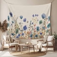 thumbnail image 2 of Blue Teal Spring Floral Large Tapestry for Bedroom Wall Hanging Tapestry,Watercolor Botanical Summer Flowers Ceiling Backdrop Tapestries Poster Blanket Wall Decor for Living Room 100" x 59", 2 of 8