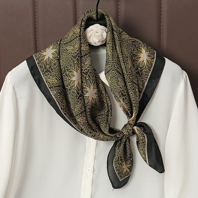 Bufanda cuadrada de seda satinada con estampado de lujo para mujer, pañuelo para el cuello, Hijab, cinta para el pelo, diadema, Bandana envolvente a la moda, novedad de 2023