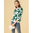 thumbnail image 3 of Allegra K Sudadera Casual Floral Cuello Redondo Blusa Top Estampado De Manga Larga Para Mujeres Verde S Unique Bargains Blusa, 3 of 6