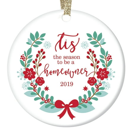 Christmas Floral Ideas First Christmas New Homeowners Ornament Pretty Winter Floral 2019 Keepsake Gift Ideas Mr & Mrs Wedding Housewarming Party Realtor Client Presents Ceramic 3