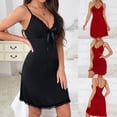 thumbnail image 4 of Sexy Lingerie for Women Slip Dress Sexy Pajamas for Women V Neck Lace Trim Nightgown Cute Sleepwear, 4 of 5