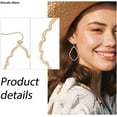 thumbnail image 3 of 3 Pairs Large Teardrop Hoop Earrings for Women Geometric Gold Sliver Dangle Open Drop Earrings with Hammered Texture Lightweight Chic DIY, 3 of 7