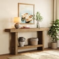 thumbnail image 5 of Finmind 63-inch Solid Wood Console Table, 2-Tier Farmhouse Entryway Table, Narrow Sofa Console Behind Couch, Light Brown, 5 of 8