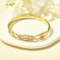 thumbnail image 2 of 3pcs 304 Stainless Steel Rhinestone Hinged Bangles for Women Oval Ion Plating(IP) Golden 3/8 inch(0.95cm) Inner Diameter: 2-1/8 inch(5.4cm), 2 of 5