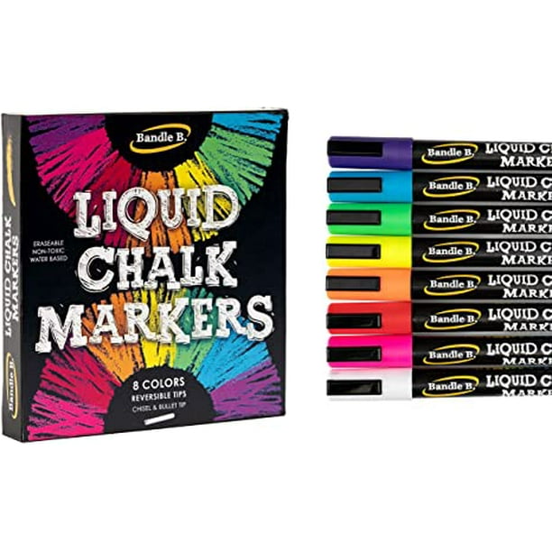 Chalk Markers - 8 Vibrant Colors, Erasable, Non-Toxic, Water-Based, Reversible  Tips, Bright Colors For Kids & Adults for Glass or Chalkboard Markers for  Businesses, Restaurants, or Use Liquid Chalk Ma - Walmart.com